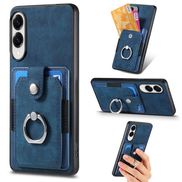 Retro Skin-feel Ring Card Wallet Phone Case, For Samsung Galaxy S25 Edge 5G, For Samsung Galaxy A56 5G, For Samsung Galaxy A36, For Samsung Galaxy S25 5G