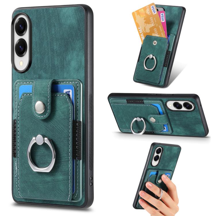 Retro Skin-feel Ring Card Wallet Phone Case, For Samsung Galaxy S25 Edge 5G, For Samsung Galaxy A56 5G, For Samsung Galaxy A36, For Samsung Galaxy S25 5G