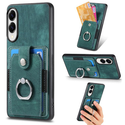 Retro Skin-feel Ring Card Wallet Phone Case, For Samsung Galaxy S25 Edge 5G, For Samsung Galaxy A56 5G, For Samsung Galaxy A36, For Samsung Galaxy S25 5G