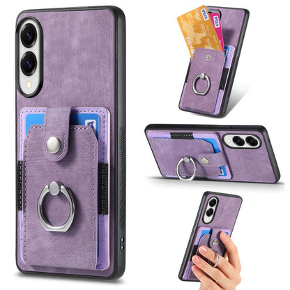 Retro Skin-feel Ring Card Wallet Phone Case, For Samsung Galaxy S25 Edge 5G, For Samsung Galaxy A56 5G, For Samsung Galaxy A36, For Samsung Galaxy S25 5G