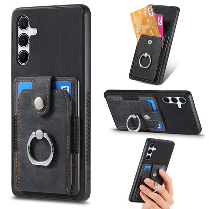 Retro Skin-feel Ring Card Wallet Phone Case, For Samsung Galaxy S24 FE 5G, For Sumsung Galaxy A55 5G, For Samsung Galaxy A35 5G, For Samsung Galaxy S24 Ultra 5G