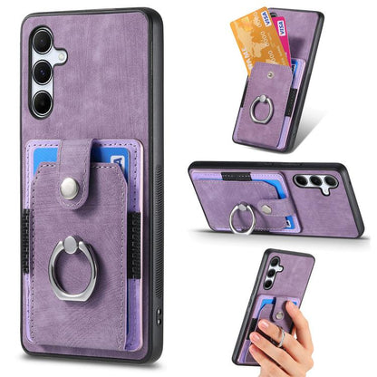 Retro Skin-feel Ring Card Wallet Phone Case, For Samsung Galaxy S24 FE 5G, For Sumsung Galaxy A55 5G, For Samsung Galaxy A35 5G, For Samsung Galaxy S24 Ultra 5G