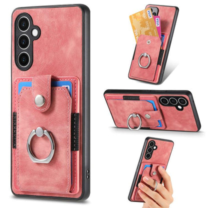 Retro Skin-feel Ring Card Wallet Phone Case, For Samsung Galaxy S24 FE 5G, For Sumsung Galaxy A55 5G, For Samsung Galaxy A35 5G, For Samsung Galaxy S24 Ultra 5G