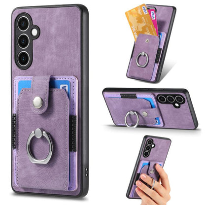 Retro Skin-feel Ring Card Wallet Phone Case, For Samsung Galaxy S24 FE 5G, For Sumsung Galaxy A55 5G, For Samsung Galaxy A35 5G, For Samsung Galaxy S24 Ultra 5G