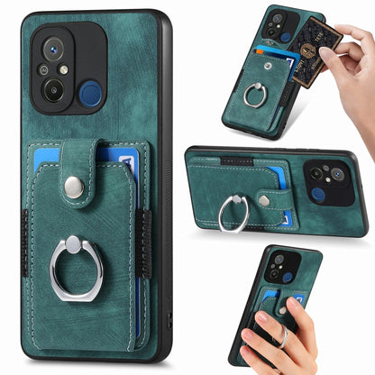 Retro Skin-feel Ring Card Wallet Phone Case, For Redmi 12C, For Redmi Note 12 4G, For Redmi Note 12 Pro+