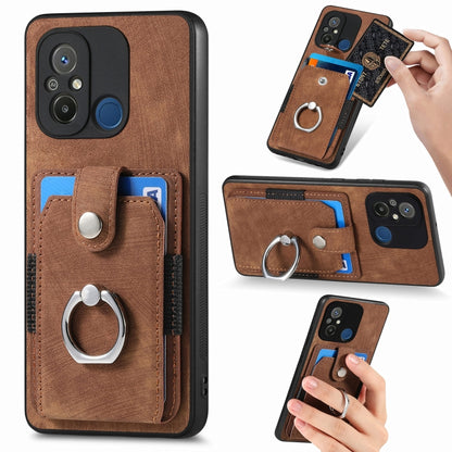 Retro Skin-feel Ring Card Wallet Phone Case, For Redmi 12C, For Redmi Note 12 4G, For Redmi Note 12 Pro+