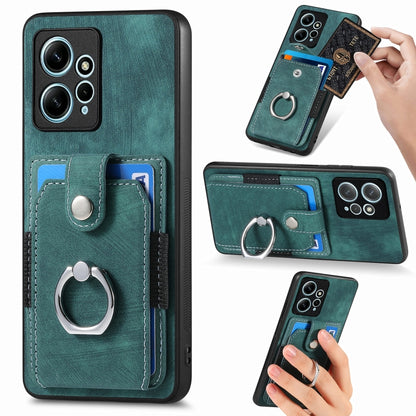 Retro Skin-feel Ring Card Wallet Phone Case, For Redmi 12C, For Redmi Note 12 4G, For Redmi Note 12 Pro+