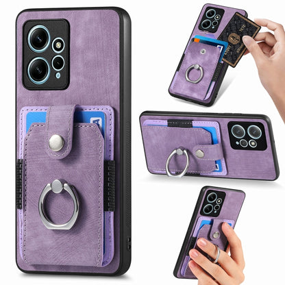Retro Skin-feel Ring Card Wallet Phone Case, For Redmi 12C, For Redmi Note 12 4G, For Redmi Note 12 Pro+