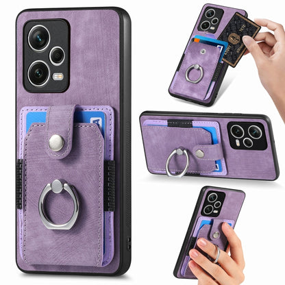 Retro Skin-feel Ring Card Wallet Phone Case, For Redmi 12C, For Redmi Note 12 4G, For Redmi Note 12 Pro+