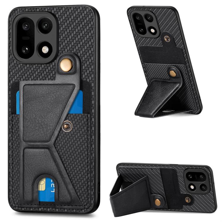 Carbon Fiber Wallet Flip Card K-shaped Holder Phone Case, For OnePlus Ace 6 / 6T / 15R, For OnePlus 15, For OnePlus Nord CE 3 Lite, For OnePlus Nord CE 2 Lite 5G