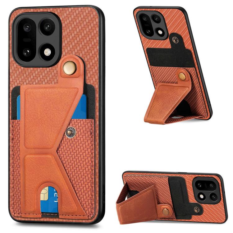 Carbon Fiber Wallet Flip Card K-shaped Holder Phone Case, For OnePlus Ace 6 / 6T / 15R, For OnePlus 15, For OnePlus Nord CE 3 Lite, For OnePlus Nord CE 2 Lite 5G