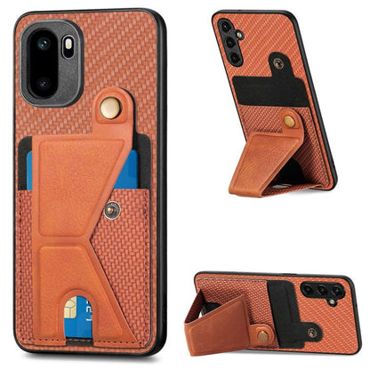 Carbon Fiber Wallet Flip Card K-shaped Holder Phone Case, For OnePlus Ace 6 / 6T / 15R, For OnePlus 15, For OnePlus Nord CE 3 Lite, For OnePlus Nord CE 2 Lite 5G