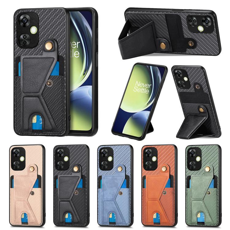 Carbon Fiber Wallet Flip Card K-shaped Holder Phone Case, For OnePlus Ace 6 / 6T / 15R, For OnePlus 15, For OnePlus Nord CE 3 Lite, For OnePlus Nord CE 2 Lite 5G