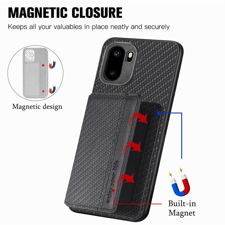 Carbon Fiber Magnetic Card Bag Phone Case, For OnePlus Ace 6 / 6T / 15R, For OnePlus 15, For OnePlus 13, For OnePlus Nord CE 3 Lite, For OnePlus Nord CE2 Lite 5G