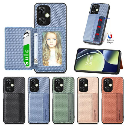 Carbon Fiber Magnetic Card Bag Phone Case, For OnePlus Ace 6 / 6T / 15R, For OnePlus 15, For OnePlus 13, For OnePlus Nord CE 3 Lite, For OnePlus Nord CE2 Lite 5G