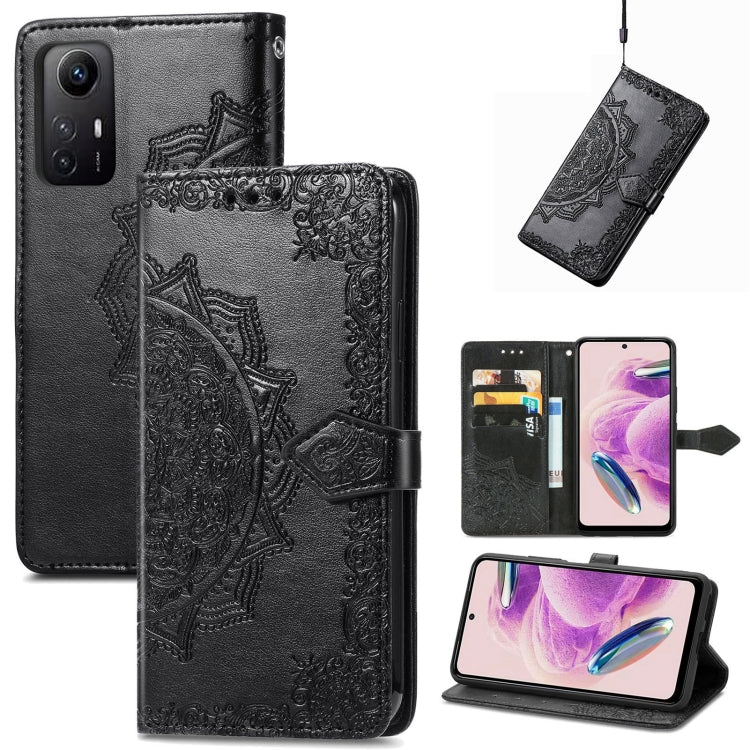 Mandala Flower Embossed Leather Phone Case, For Xiaomi Redmi Note 12S