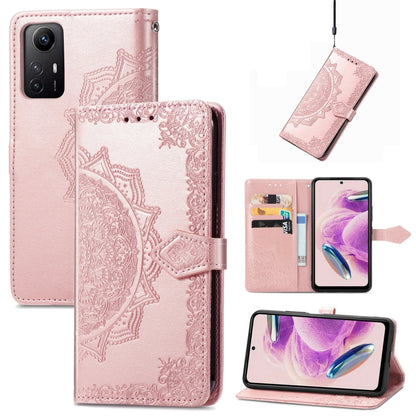 Mandala Flower Embossed Leather Phone Case, For Xiaomi Redmi Note 12S