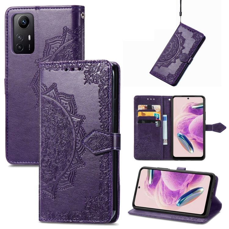Mandala Flower Embossed Leather Phone Case, For Xiaomi Redmi Note 12S