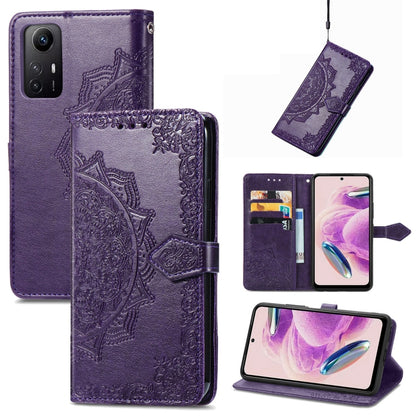 Mandala Flower Embossed Leather Phone Case, For Xiaomi Redmi Note 12S