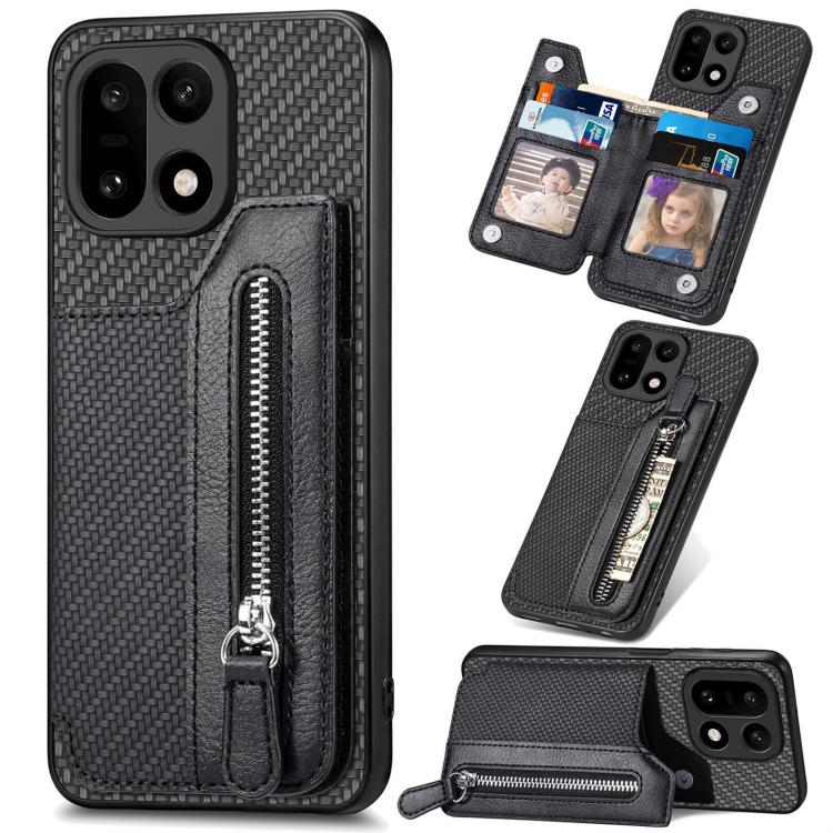 Carbon Fiber Horizontal Flip Zipper Wallet Phone Case, For OnePlus Ace 6 / 6T / 15R, For OnePlus 15, For OnePlus Nord CE 3 Lite, For OnePlus Nord CE 2 Lite 5G