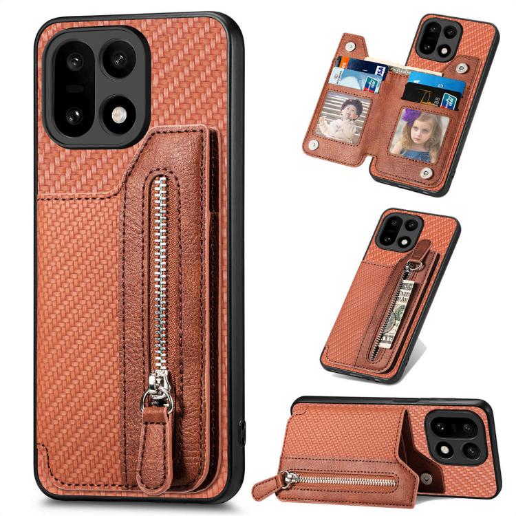 Carbon Fiber Horizontal Flip Zipper Wallet Phone Case, For OnePlus Ace 6 / 6T / 15R, For OnePlus 15, For OnePlus Nord CE 3 Lite, For OnePlus Nord CE 2 Lite 5G