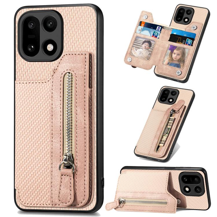 Carbon Fiber Horizontal Flip Zipper Wallet Phone Case, For OnePlus Ace 6 / 6T / 15R, For OnePlus 15, For OnePlus Nord CE 3 Lite, For OnePlus Nord CE 2 Lite 5G