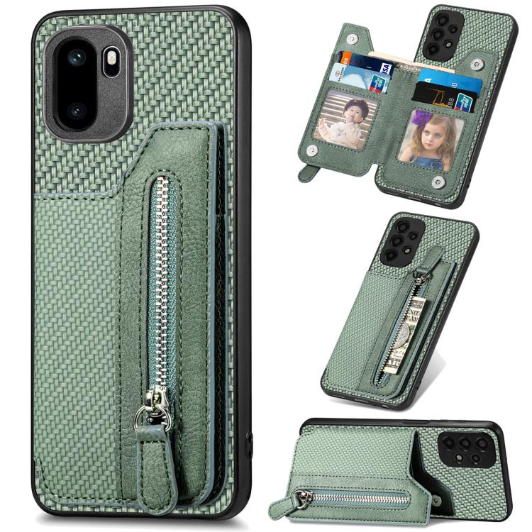 Carbon Fiber Horizontal Flip Zipper Wallet Phone Case, For OnePlus Ace 6 / 6T / 15R, For OnePlus 15, For OnePlus Nord CE 3 Lite, For OnePlus Nord CE 2 Lite 5G