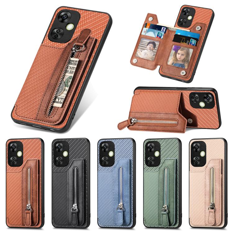 Carbon Fiber Horizontal Flip Zipper Wallet Phone Case, For OnePlus Ace 6 / 6T / 15R, For OnePlus 15, For OnePlus Nord CE 3 Lite, For OnePlus Nord CE 2 Lite 5G