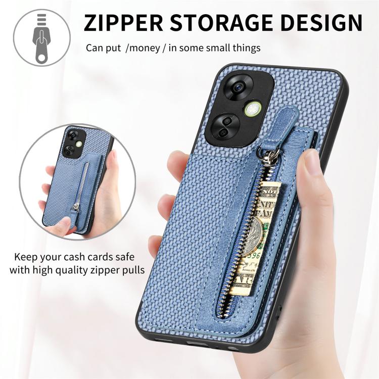 Carbon Fiber Horizontal Flip Zipper Wallet Phone Case, For OnePlus Ace 6 / 6T / 15R, For OnePlus 15, For OnePlus Nord CE 3 Lite, For OnePlus Nord CE 2 Lite 5G