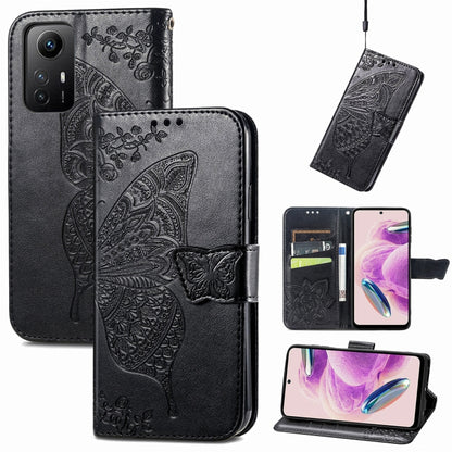Butterfly Love Flower Embossed Leather Phone Case, For Xiaomi Redmi Note 12S