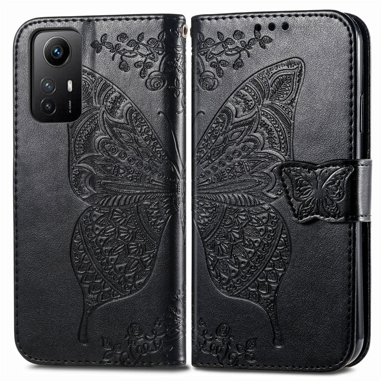 Butterfly Love Flower Embossed Leather Phone Case, For Xiaomi Redmi Note 12S