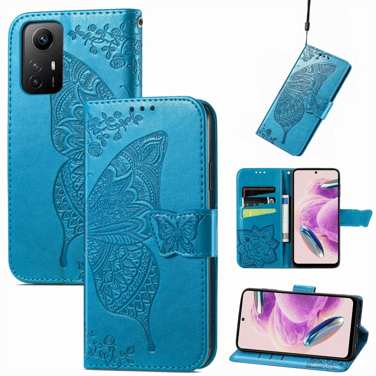 Butterfly Love Flower Embossed Leather Phone Case, For Xiaomi Redmi Note 12S