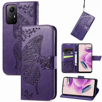 Butterfly Love Flower Embossed Leather Phone Case, For Xiaomi Redmi Note 12S