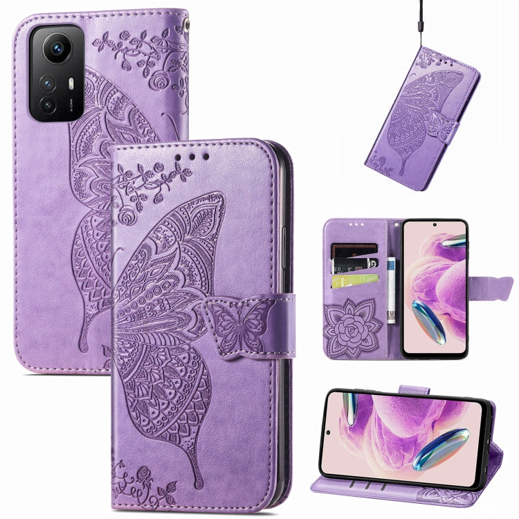Butterfly Love Flower Embossed Leather Phone Case, For Xiaomi Redmi Note 12S