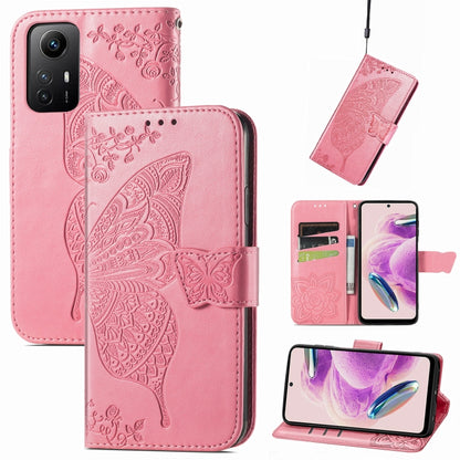 Butterfly Love Flower Embossed Leather Phone Case, For Xiaomi Redmi Note 12S
