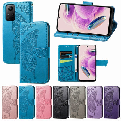 Butterfly Love Flower Embossed Leather Phone Case, For Xiaomi Redmi Note 12S