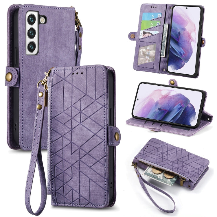 Geometric Zipper Wallet Side Buckle Leather Phone Case, For Samsung Galaxy S20+, For Samsung Galaxy A31, For Samsung Galaxy A11, For Samsung Galaxy S20