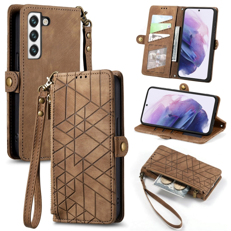 Geometric Zipper Wallet Side Buckle Leather Phone Case, For Samsung Galaxy S20+, For Samsung Galaxy A31, For Samsung Galaxy A11, For Samsung Galaxy S20