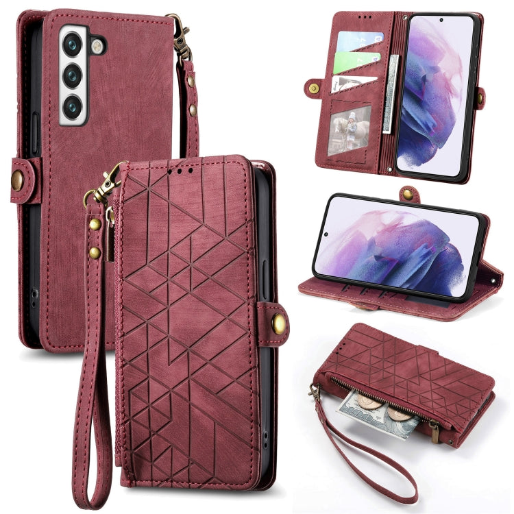Geometric Zipper Wallet Side Buckle Leather Phone Case, For Samsung Galaxy Note20 Ultra, For Samsung Galaxy Note20, For Samsung Galaxy A21S, For Samsung Galaxy A51 5G