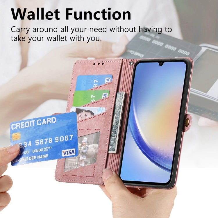Geometric Zipper Wallet Side Buckle Leather Phone Case, For Samsung Galaxy A50, For Samsung Galaxy A30