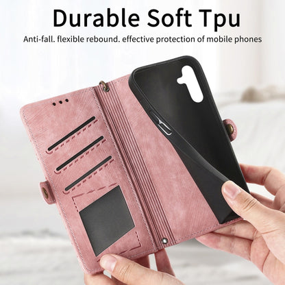 Geometric Zipper Wallet Side Buckle Leather Phone Case, For Samsung Galaxy A50, For Samsung Galaxy A30