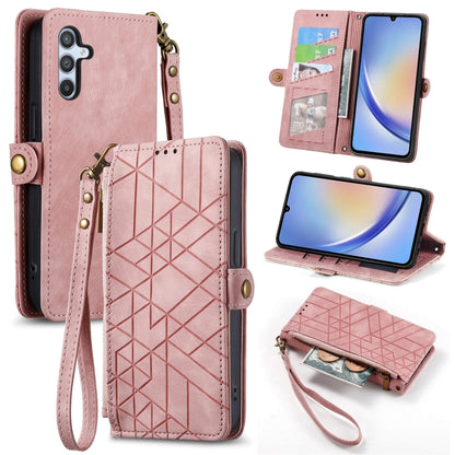 Geometric Zipper Wallet Side Buckle Leather Phone Case, For Samsung Galaxy A71, For Samsung Galaxy A51, For Samsung Galaxy A70S, For Samsung Galaxy A50