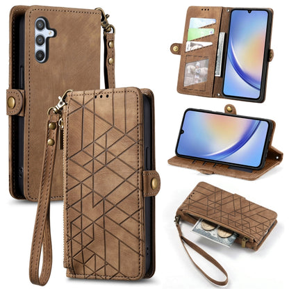 Geometric Zipper Wallet Side Buckle Leather Phone Case, For Samsung Galaxy A71, For Samsung Galaxy A51, For Samsung Galaxy A70S, For Samsung Galaxy A50