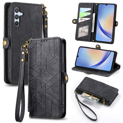 Geometric Zipper Wallet Side Buckle Leather Phone Case, For Samsung Galaxy Note20 Ultra, For Samsung Galaxy Note20, For Samsung Galaxy A21S, For Samsung Galaxy A51 5G