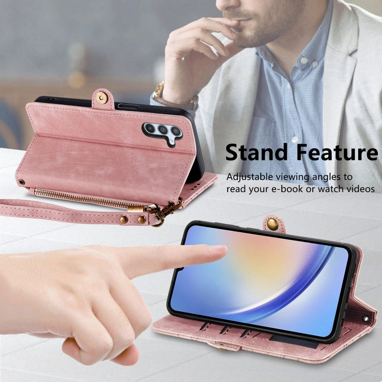 Geometric Zipper Wallet Side Buckle Leather Phone Case, For Samsung Galaxy A52 5G, For Samsung Galaxy A32 5G, For Samsung Galaxy S21 5G, For Samsung Galaxy S21+ 5G