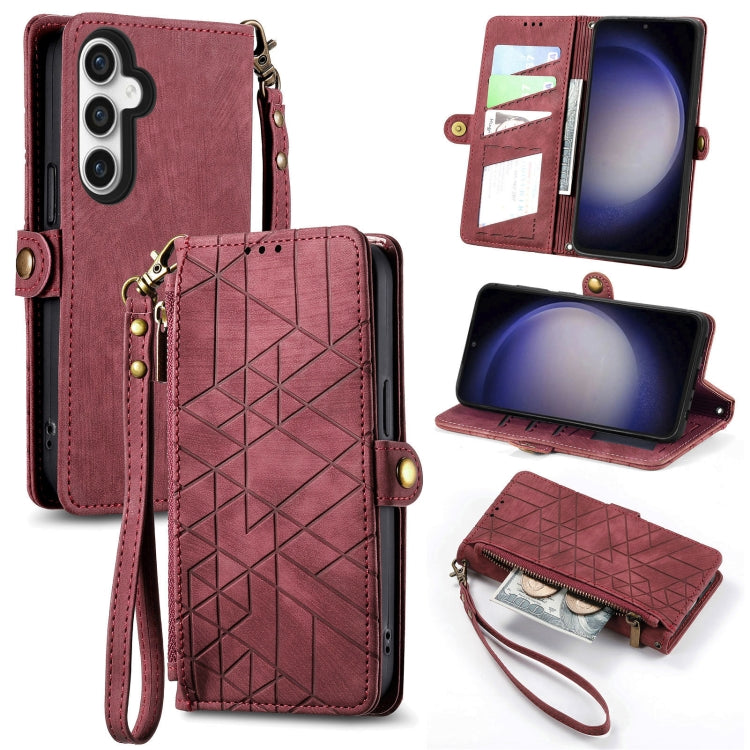 Geometric Zipper Wallet Side Buckle Leather Phone Case, Samsung Galaxy A05s, For Samsung Galaxy A25 5G, For Samsung Galaxy S23 FE 5G, For Samsung Galaxy A24 4G