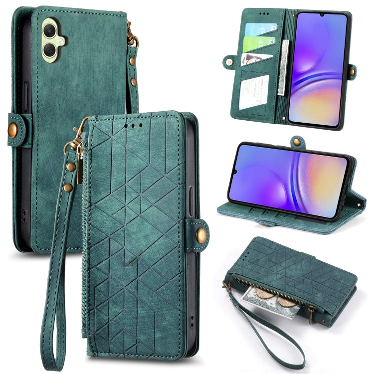 Geometric Zipper Wallet Side Buckle Leather Phone Case, For Samsung Galaxy S24 Ultra 5G, For Samsung Galaxy S24+ 5G, For Samsung Galaxy S24 5G, For Samsung Galaxy A05