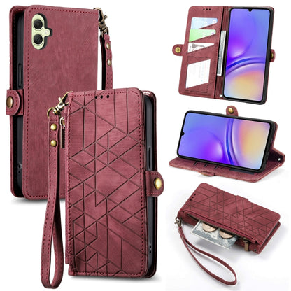 Geometric Zipper Wallet Side Buckle Leather Phone Case, For Samsung Galaxy S24 Ultra 5G, For Samsung Galaxy S24+ 5G, For Samsung Galaxy S24 5G, For Samsung Galaxy A05