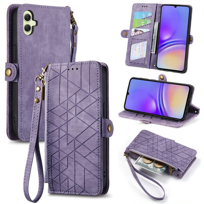 Geometric Zipper Wallet Side Buckle Leather Phone Case, For Samsung Galaxy S24 Ultra 5G, For Samsung Galaxy S24+ 5G, For Samsung Galaxy S24 5G, For Samsung Galaxy A05
