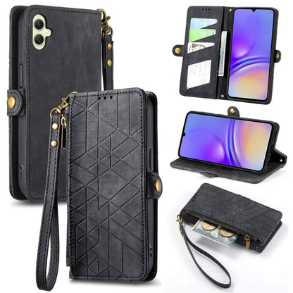 Geometric Zipper Wallet Side Buckle Leather Phone Case, For Samsung Galaxy S24 Ultra 5G, For Samsung Galaxy S24+ 5G, For Samsung Galaxy S24 5G, For Samsung Galaxy A05